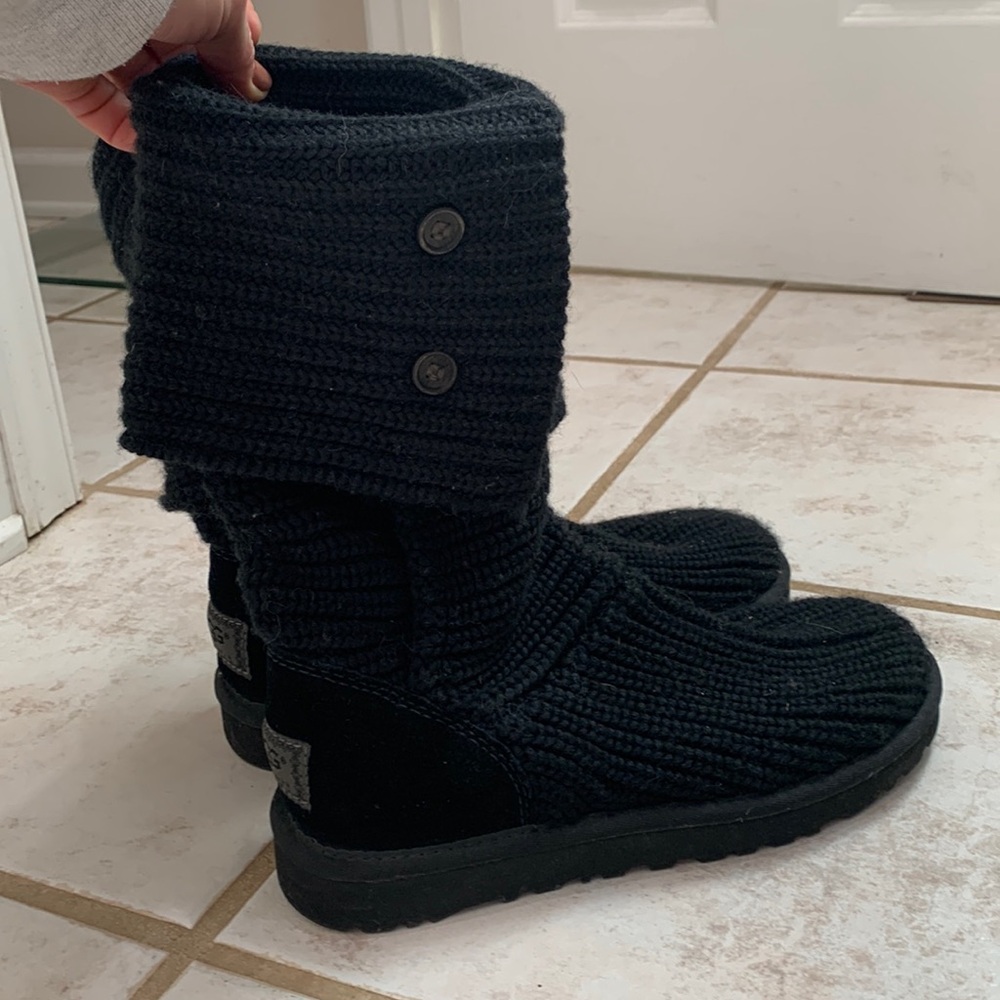 Black woven Ugg boots